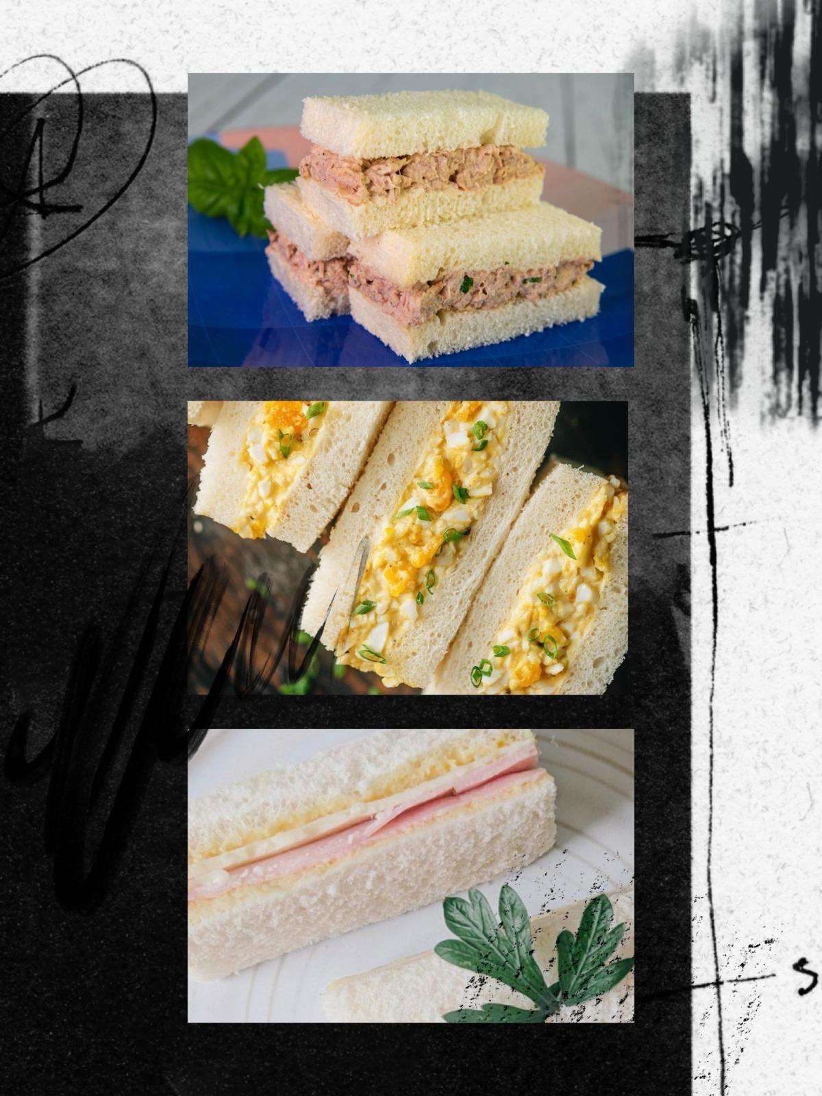 021 皇牌三色三文治 ( 碎蛋沙律, 吞拿魚沙律, 芝士火腿 )