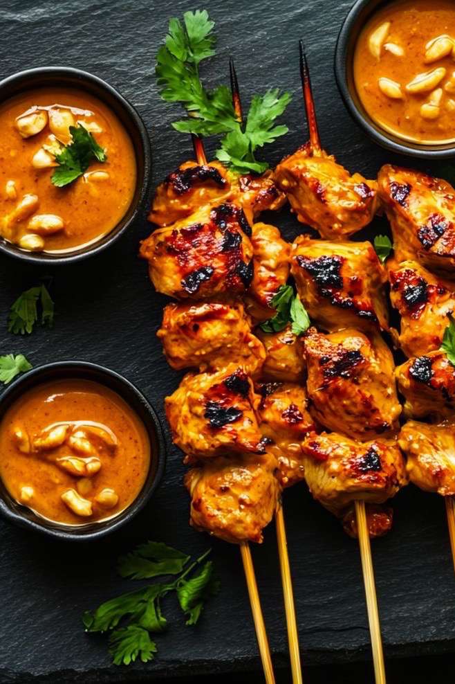 044 泰式串燒 ( 雞肉, 豬肉 ) 配沙嗲醬