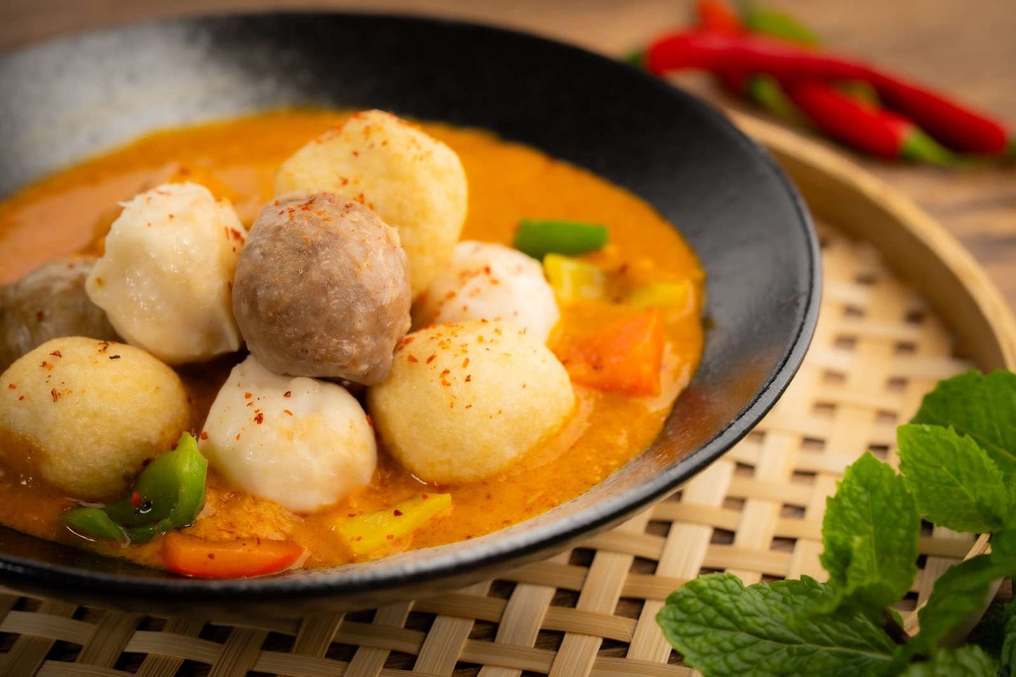 070 馬來咖喱肉丸拼盤 ( 和牛牛丸, 貢丸, 墨丸, 魚丸 )