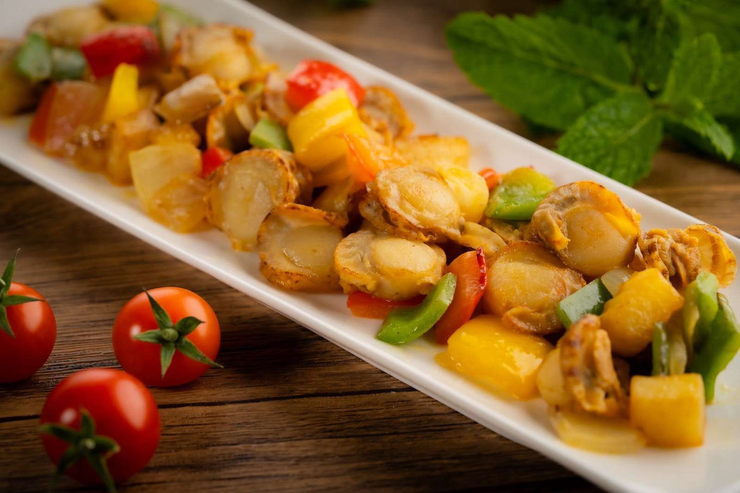 076 黃金牛油薯粒炒帆立貝