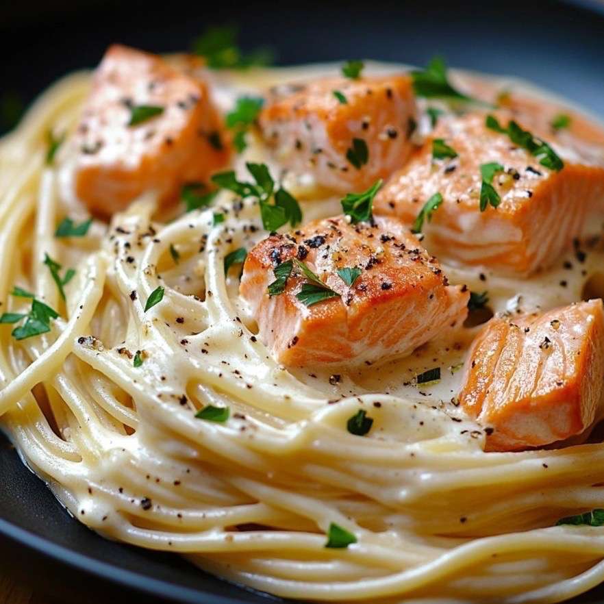 123 香煎三文魚柳拌龍蝦汁意粉