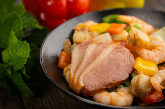 096 葡式香辣彩椒炒帆立貝大蝦鴨胸